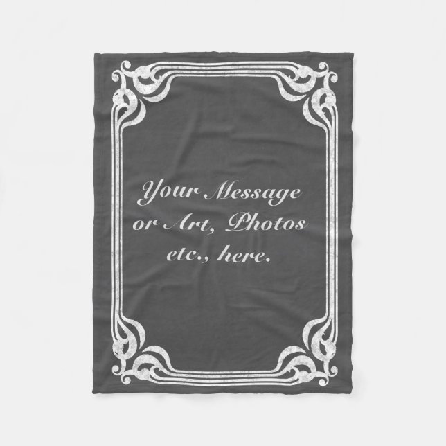 Template - Chalkboard Background w/ Border Fleece Blanket (Front)