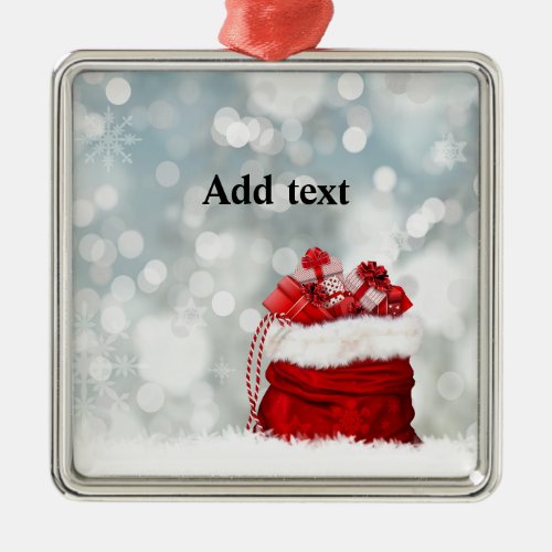 Template Christmas gifts bold text Metal Ornament