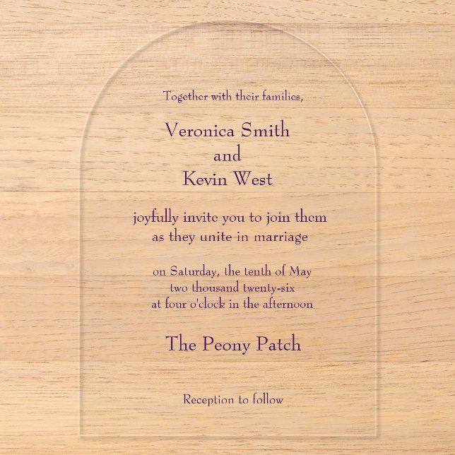 Template Clear Acrylic Wedding Invitation (Front)
