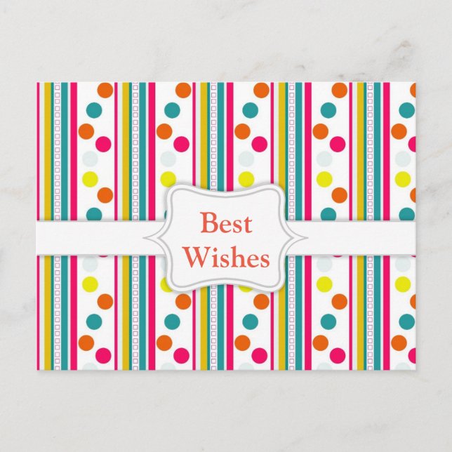 Template, Colorful Polka Dots Postcard (Front)