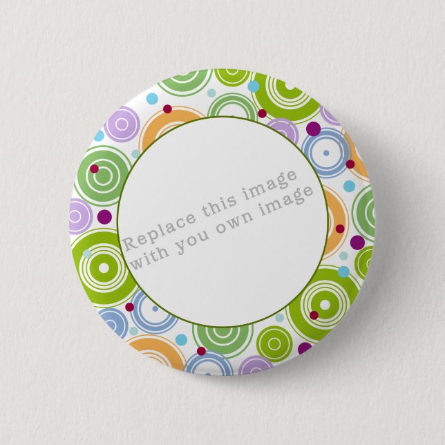 Template - Colorful Retro Design Pinback Button (Front)