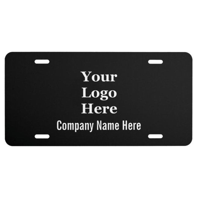 Template: Company Name and Your Logo Here Black License Plate (Front)
