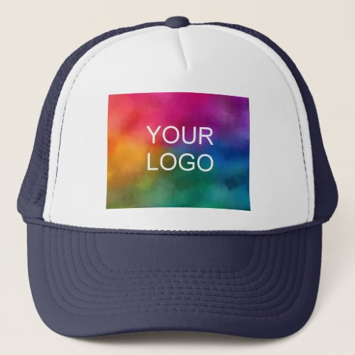 Template Create Your Own Elegant White Navy Blue Trucker Hat