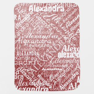 Template Custom Name Rose Gold Glitter Pink Baby Blanket
