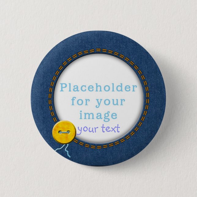 Template "Denim & Button" Pinback Button (Front)