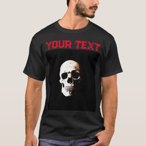 Template Distressed Text Black  Red Mens Modern T_Shirt