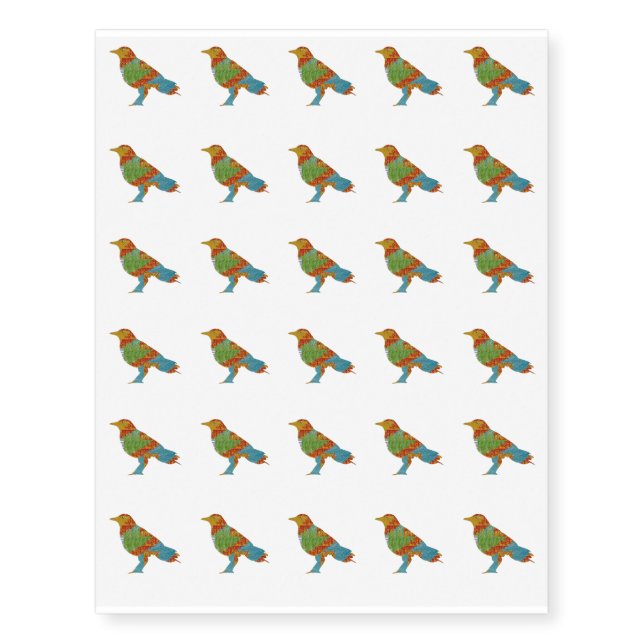Template DIY Replace BIRD with your photo 80 Temporary Tattoos (Front)