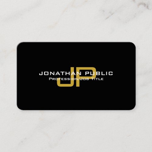 Template Elegant Black Gold Monogram Modern Business Card