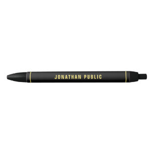 Template Elegant Black Simple Custom Gold Name Pen