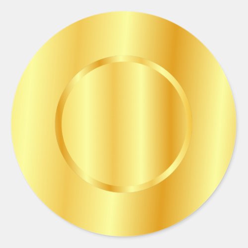 Template Elegant Faux Gold Metallic Look Blank Classic Round Sticker