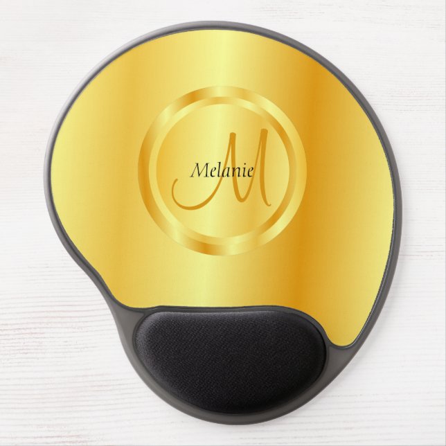 Template Elegant Faux Gold Modern Monogrammed Gel Mouse Pad (Front)