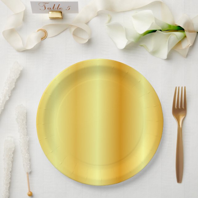 Template Elegant Glamorous Trendy Faux Gold Paper Plates (Wedding)