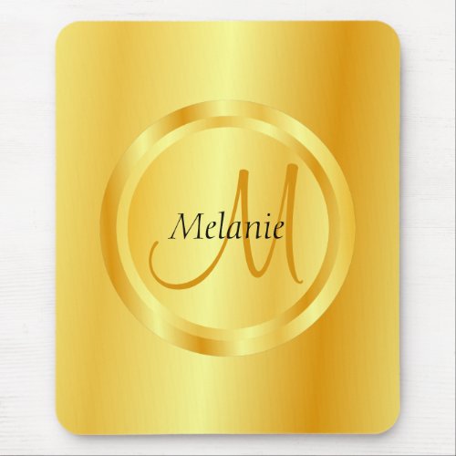 Template Elegant Gold Look Modern Monogrammed Mouse Pad