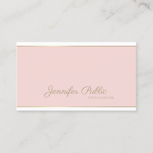 Template Elegant Handwritten Script Pink Gold Top Business Card