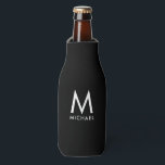 Template Elegant Modern Black And White Monogram Bottle Cooler<br><div class="desc">Elegant Modern Monogram Initial Black And White Simple Custom Template Kitchen & Dining / Storage & Carriers / Can Coolers / Bottle Cooler.</div>