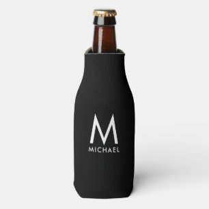 Template Elegant Modern Black And White Monogram Bottle Cooler