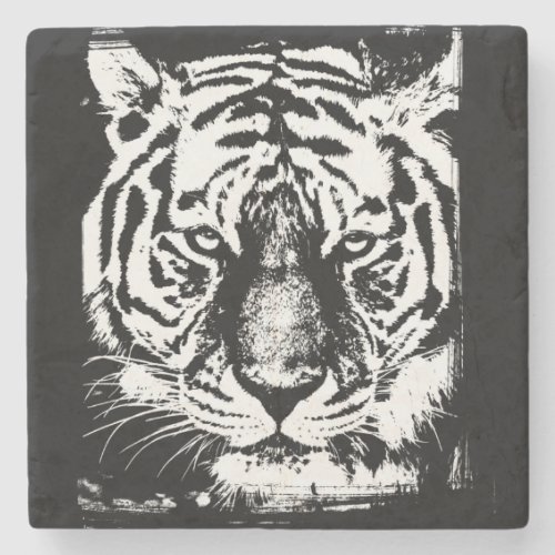 Template Elegant Modern Pop Art Tiger Head Stone Coaster