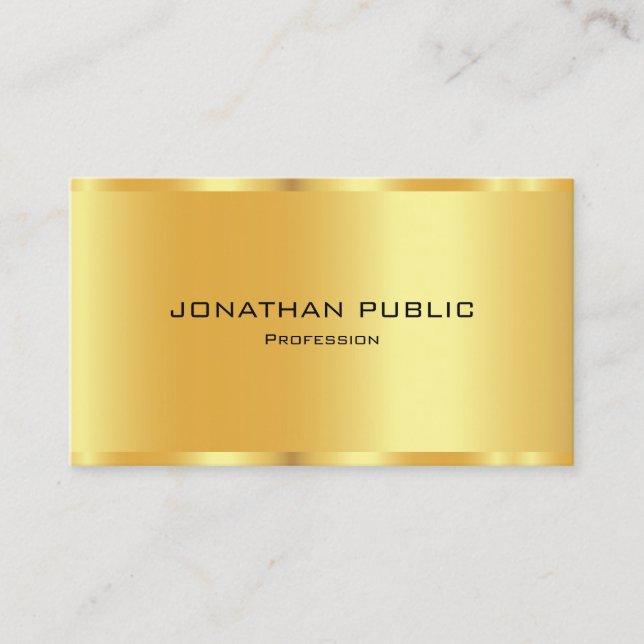 Template Elegant Modern Semi-Gloss Black & Gold Business Card (Front)