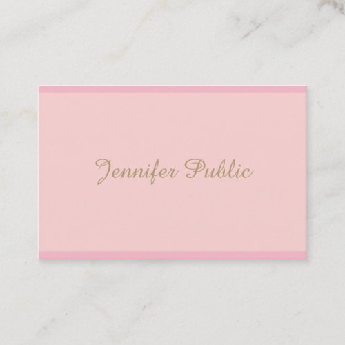 Template Elegant Pink Gold Calligraphed Script Top Business Card