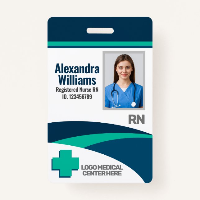 Template Employee Photo Nurse ID Badge (Front)