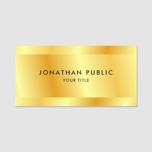 Template Faux Gold Personalized Elegant Modern Name Tag