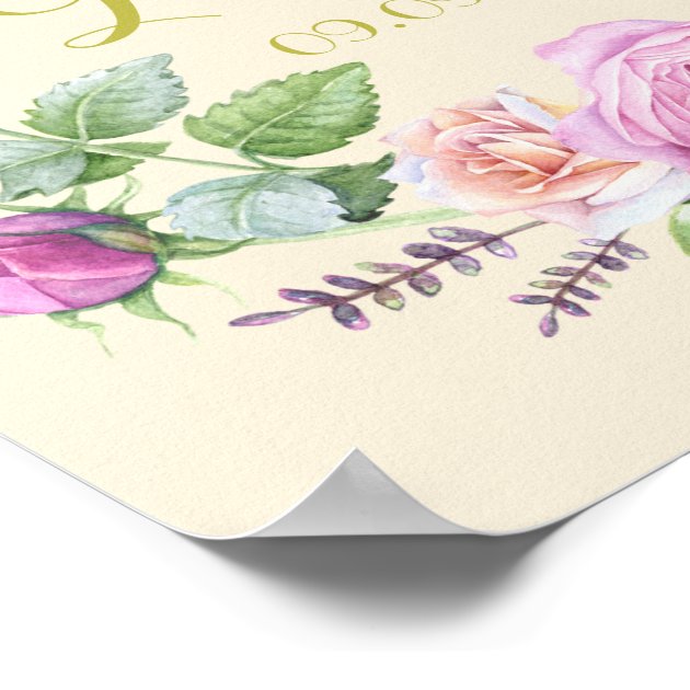 Template Floral Rose Welcome Wedding Sign Print