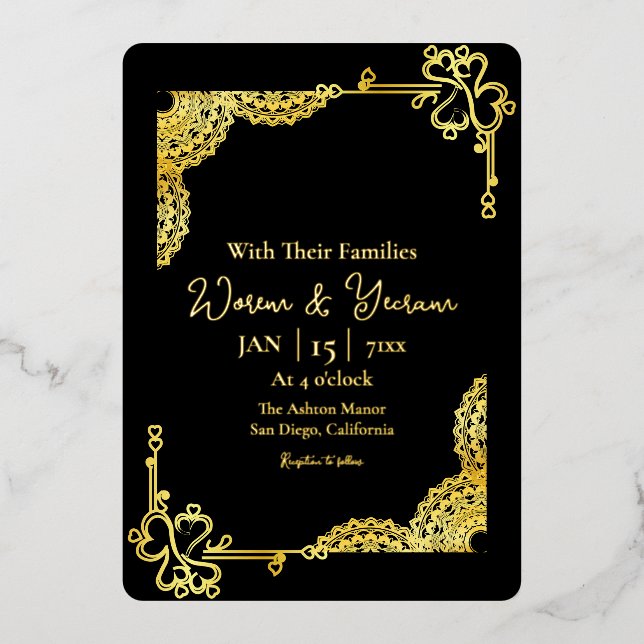 Template For Luxury Invitation Card Gold Foil (Front)