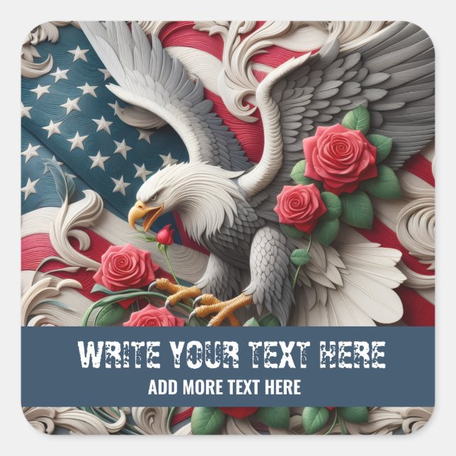 Template for Patriotic American Flag Eagle Sticker (Front)