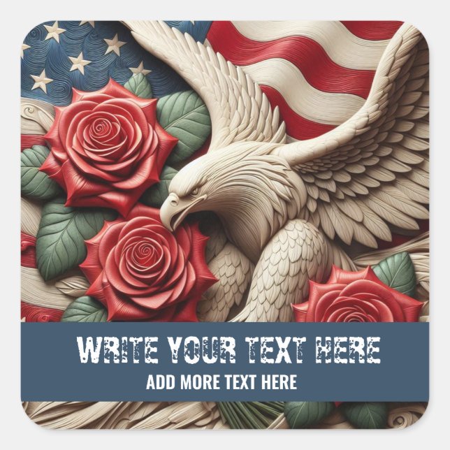 Template for Patriotic American Flag Eagle Sticker (Front)