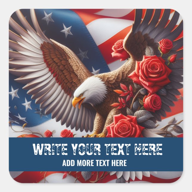 Template for Patriotic American Flag Eagle Sticker (Front)