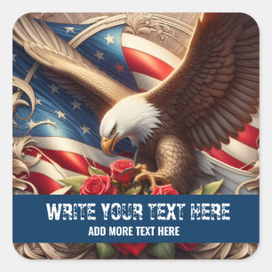 Template for Patriotic American Flag Eagle Sticker