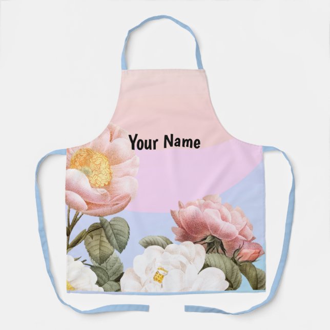 Template for pretty pastel roses, customizable apron (Front)