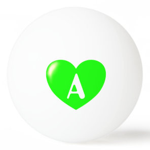 Template For Your Custom Monogram Big Green Heart  Ping Pong Ball