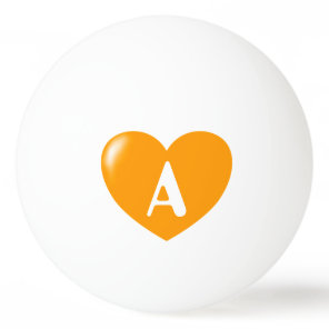 Template For Your Monogram Big Orange Heart  Ping Pong Ball