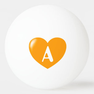 Template For Your Monogram Big Orange Heart Ping Pong Ball