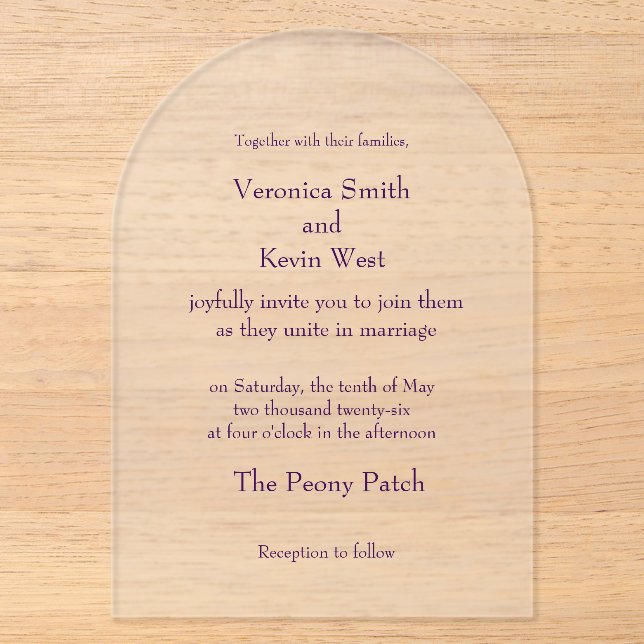 Template Frosted Acrylic Wedding Invitation (Front)