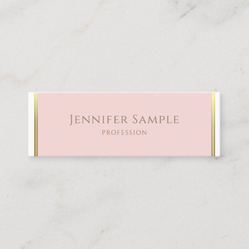 Template Gold Blush Pink White Modern Elegant Mini Business Card
