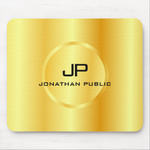 Template Gold Look Modern Elegant Monogram Mouse Pad