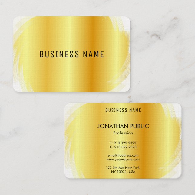 Template Gold Look Professional Modern Elegant Business Card (Front/Back)