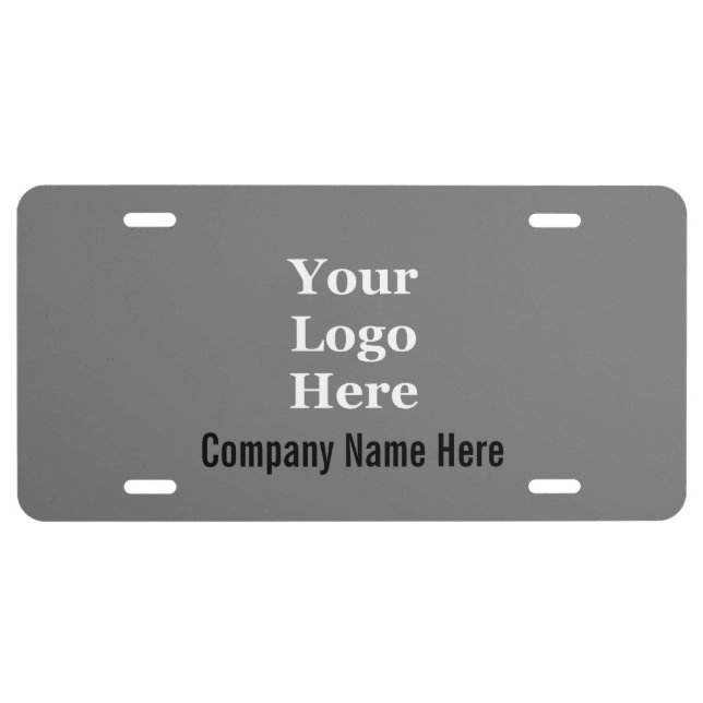 Template: Gray Company Name and Your Logo Here License Plate (Front)