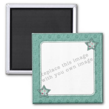 Template - Green Star Frame Design Magnet by karanta at Zazzle