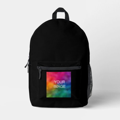 Template Image Photo Picture Simple Black Custom Printed Backpack