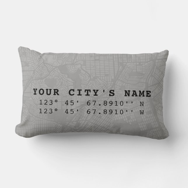 Template Map & Custom Coordinates | Light Gray Lumbar Pillow (Front)