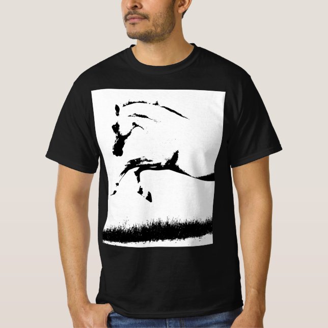 Template Mens Trendy Modern Pop Art Curvet Horse T-Shirt (Front)