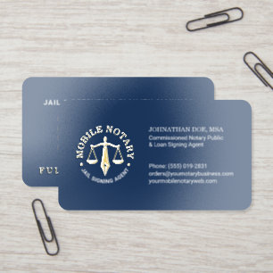 Template Mobile Gold Foil Legal Signing Agent Navy Business Cards
