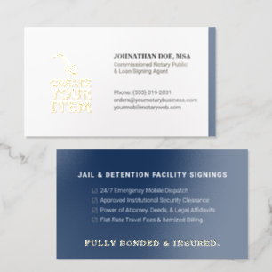 Template Mobile Gold Foil Legal Signing Logo Navy Business Cards