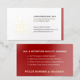 Template Mobile Gold Foil Legal Signing Logo Red Business Cards