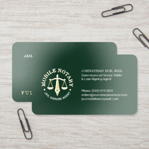Template Mobile Gold Foil Signing Agent Green Business Cards