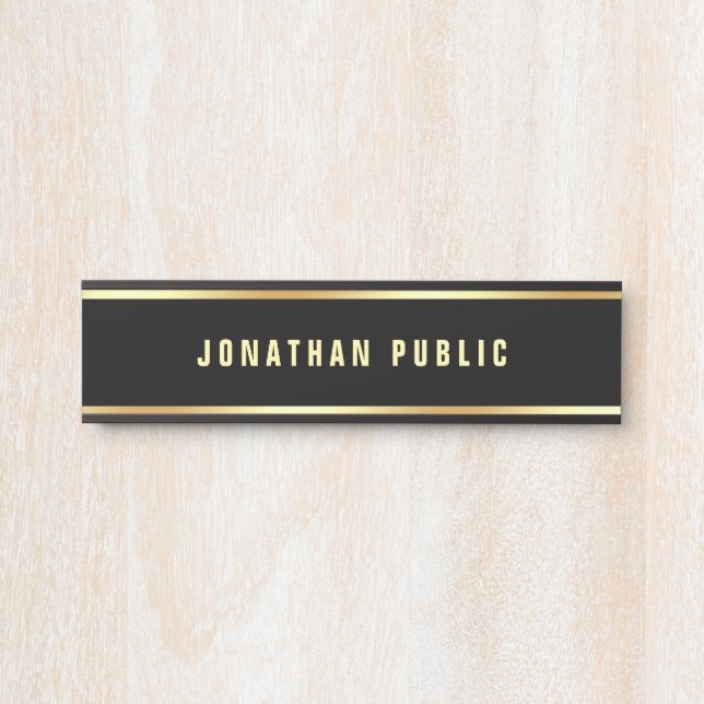 Template Modern Black And Gold Customizable Door Sign (Front)
