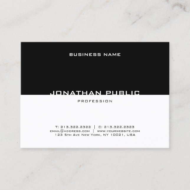 Template Modern Black White Elegant Professional Business Card (Front)